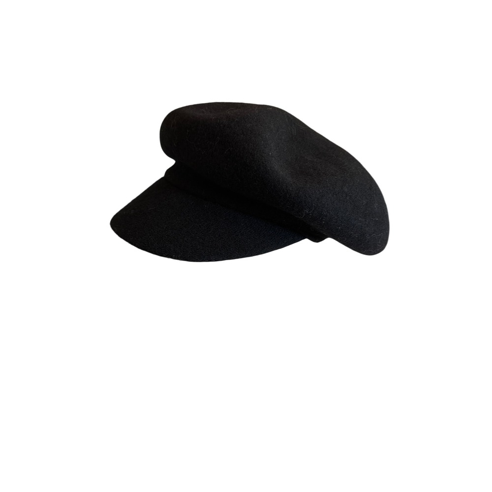 Newsboy Cap Black 100% Wool Baker Boy Hat RN157656 Solid Felted Hat